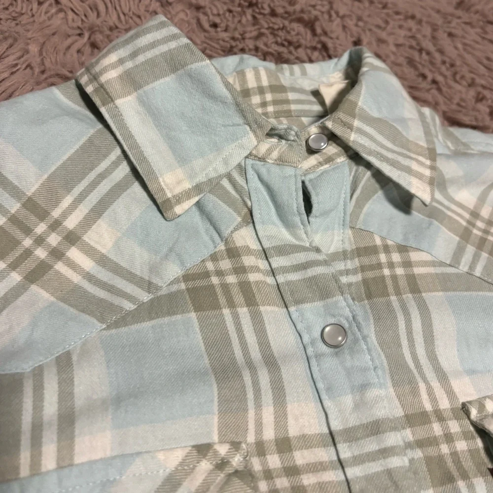 Levi’s Men Light Blue Plaid Long Sleeve Soft Flannel Shirt